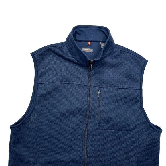 Van Heusen Jacket Men's Size Large Blue Traveler Honeycomb Athletic Fleece Vest - Picture 3 of 10